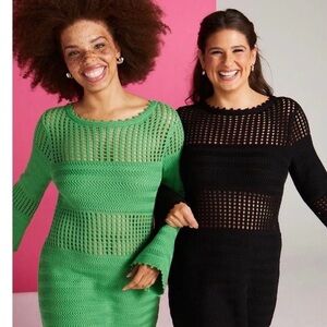 PLUS SIZE BOHO Black QUALITY Crochet Knit Gorgeous Dress